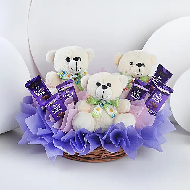 Basket of Teddy and Chocolates